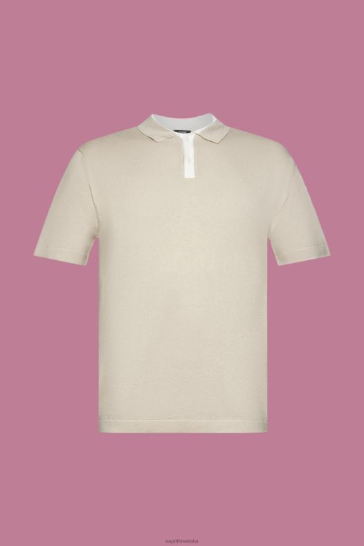 Esprit muškarci pomiješana tencel i održiva pamučna polo majica svijetlo taupe polos A48RT759