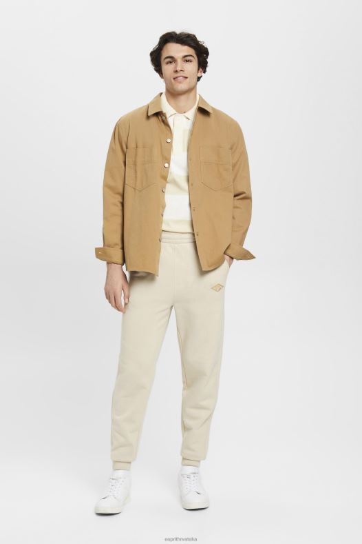 Esprit muškarci joggers s printom logotipa svijetlo taupe trkači A48RT665