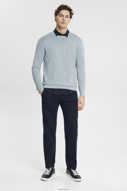 Esprit muškarci fino pleteni džemper sivo plava veste A48RT685