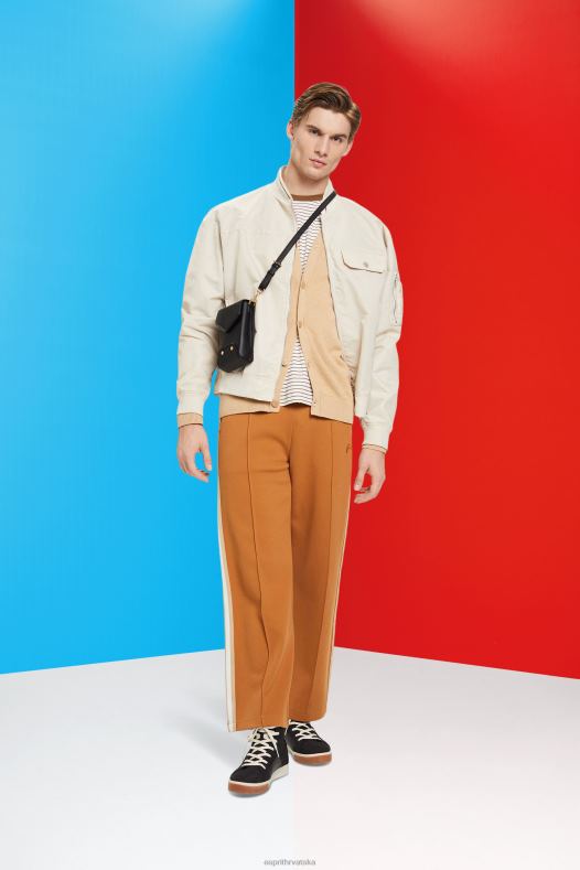 Esprit muškarci održivi pamučni kardigan s v-izrezom bež veste A48RT775