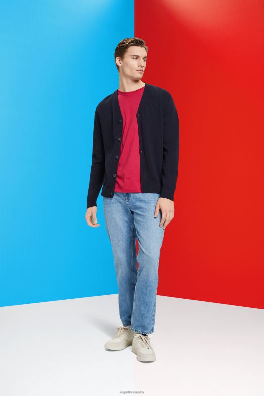 Esprit muškarci održivi pamučni kardigan s v-izrezom mornarica veste A48RT776