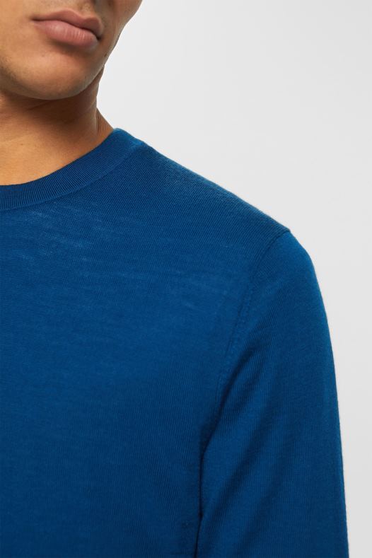 Esprit muškarci pleteni vuneni džemper petrolej plava veste A48RT905