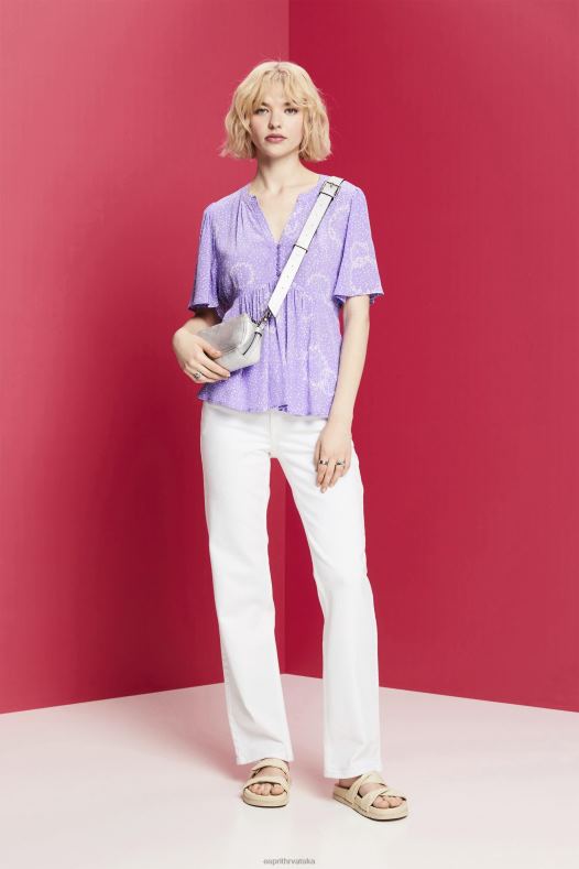 Esprit žene bluza kratkih rukava s remenom za vezanje bijela bluze A48RT221