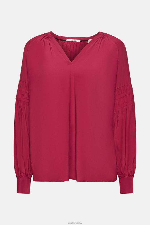 Esprit žene bluza sa dimljenim detaljima, lenzing ecovero trešnja crvena bluze A48RT371