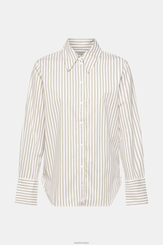 Esprit žene duga prugasta tkana bluza bijela bluze A48RT397