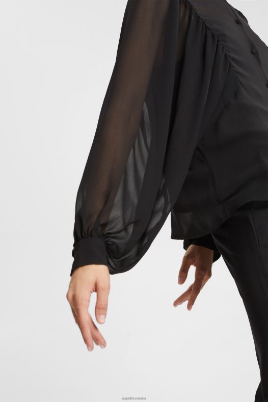 Esprit žene široka bluza od šifona crno bluze A48RT426