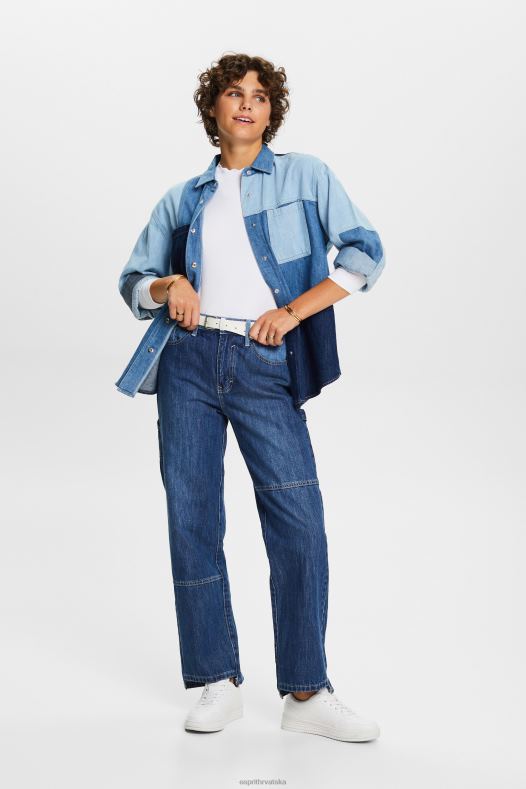 Esprit žene gornji dio dugih rukava s izrezbarenim vratom bijela dugi rukav A48RT32