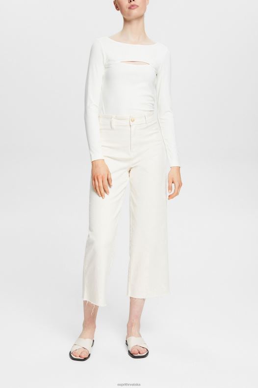 Esprit žene izrezani gornji dio prljavo bijelo dugi rukav A48RT531