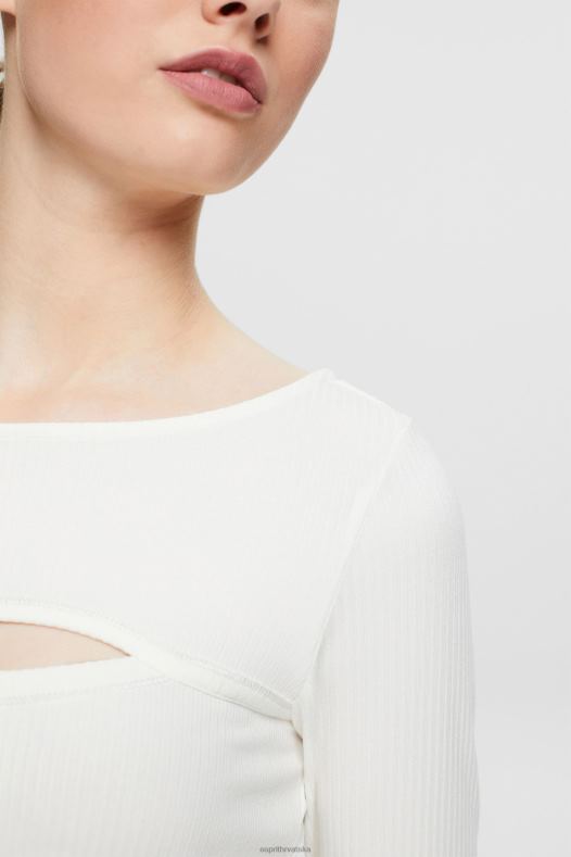 Esprit žene izrezani gornji dio prljavo bijelo dugi rukav A48RT531