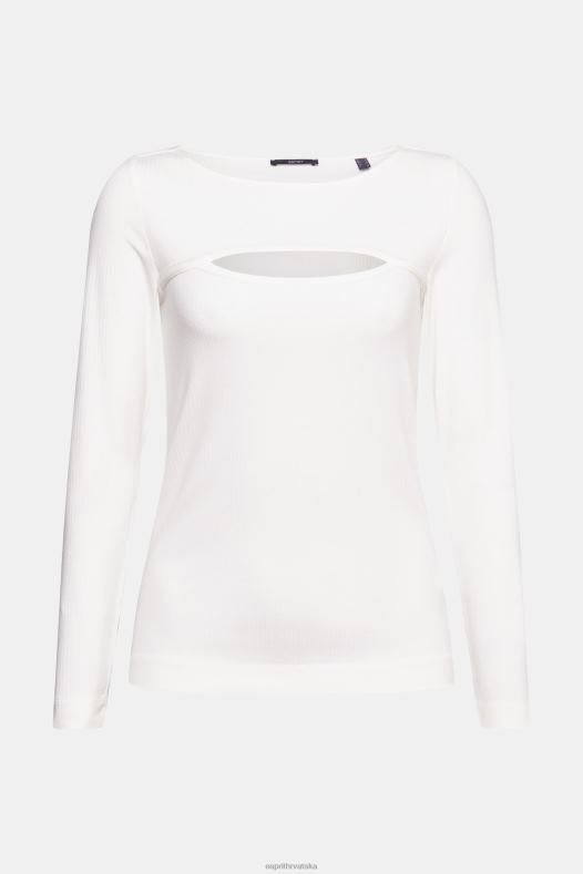 Esprit žene izrezani gornji dio prljavo bijelo dugi rukav A48RT531