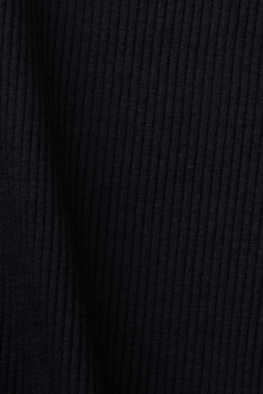 Esprit žene rebrasti gornji dio dugih rukava crno dugi rukav A48RT88