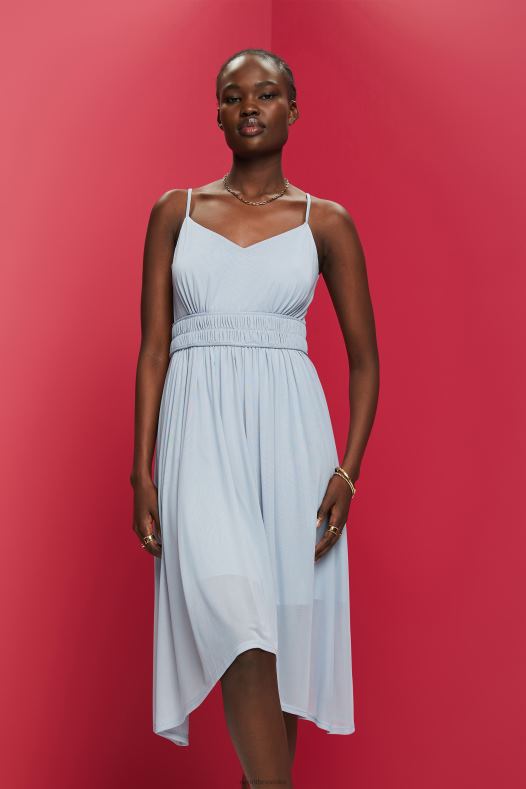 Esprit žene elastična mrežasta haljina u struku svijetloplava boja lavande haljine A48RT66