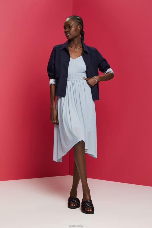 Esprit žene elastična mrežasta haljina u struku svijetloplava boja lavande haljine A48RT66