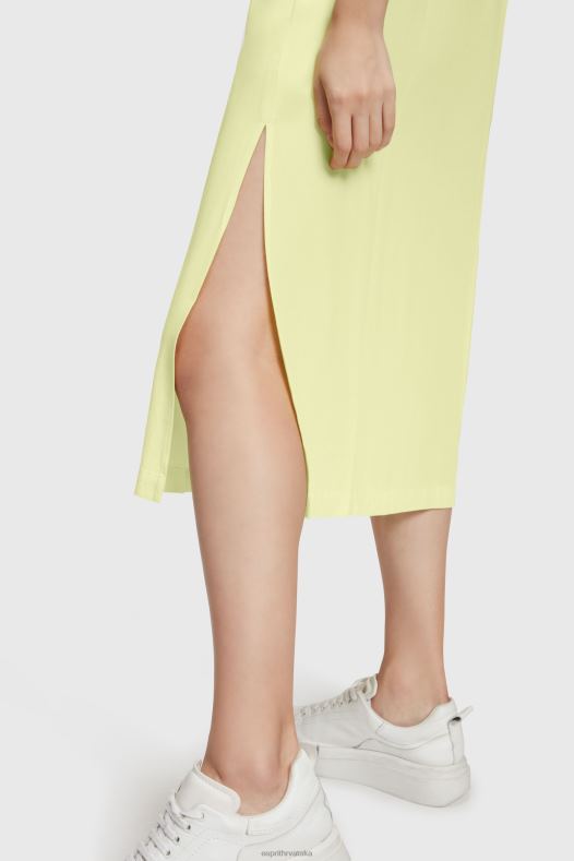 Esprit žene haljina bez rukava od svilene svile limeta žuta haljine A48RT452