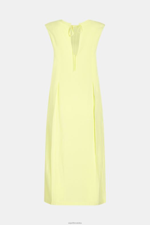 Esprit žene haljina bez rukava od svilene svile limeta žuta haljine A48RT452