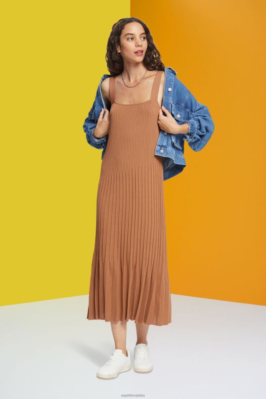 Esprit žene haljina na nabrane naramenice smeđa haljine A48RT491