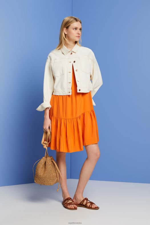 Esprit žene haljina na naramenice s ogrtačem, tencel naranča haljine A48RT116