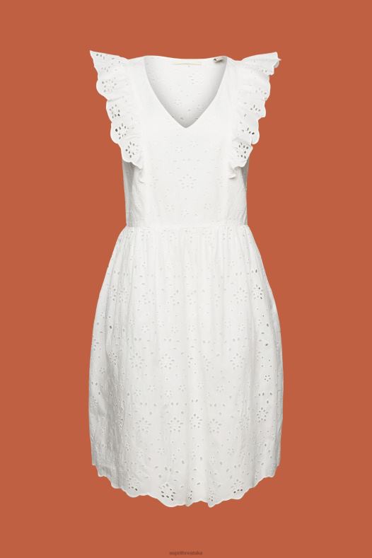 Esprit žene haljina od pamučne čipke prljavo bijelo haljine A48RT191