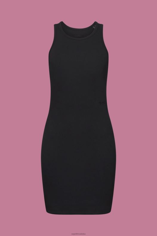 Esprit žene haljina od rebrastog žerseja crno haljine A48RT285