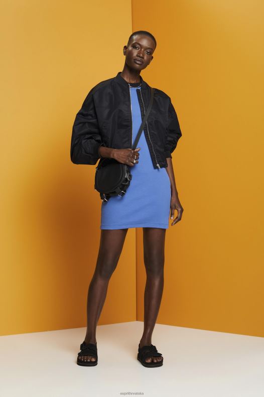 Esprit žene haljina od rebrastog žerseja sivo plava haljine A48RT287