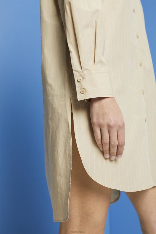 Esprit žene košulja na pruge, 100% pamuk bež haljine A48RT278