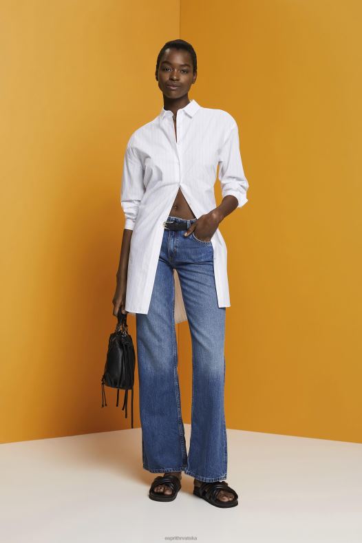 Esprit žene košulja na pruge, 100% pamuk bijela haljine A48RT277