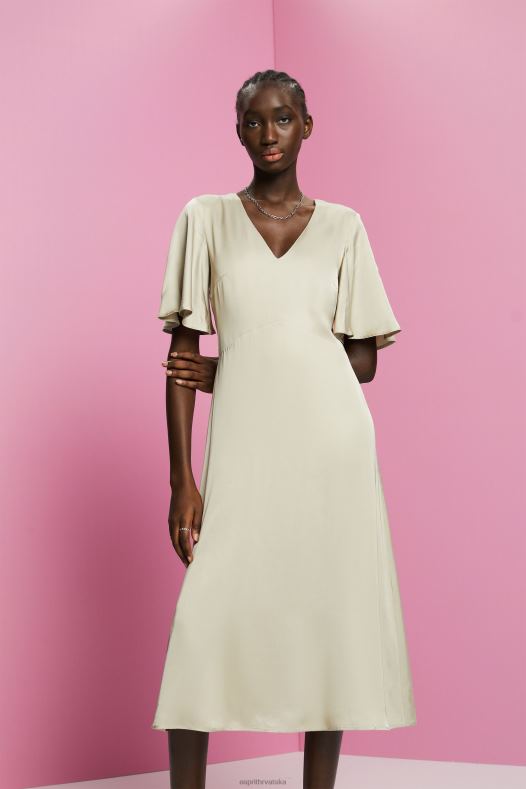 Esprit žene midi haljina od satena prašnjavo zelena haljine A48RT55