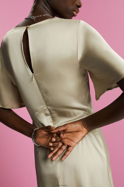 Esprit žene midi haljina od satena prašnjavo zelena haljine A48RT55