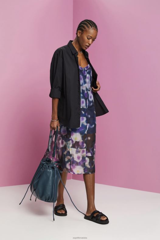 Esprit žene midi haljina s uzorkom od organze plava lavanda haljine A48RT196