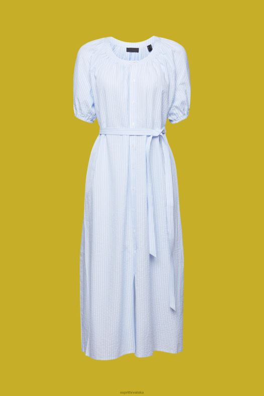 Esprit žene midi košulja haljina s remenom na vezanje, mješavina pamuka svijetlo plava haljine A48RT236