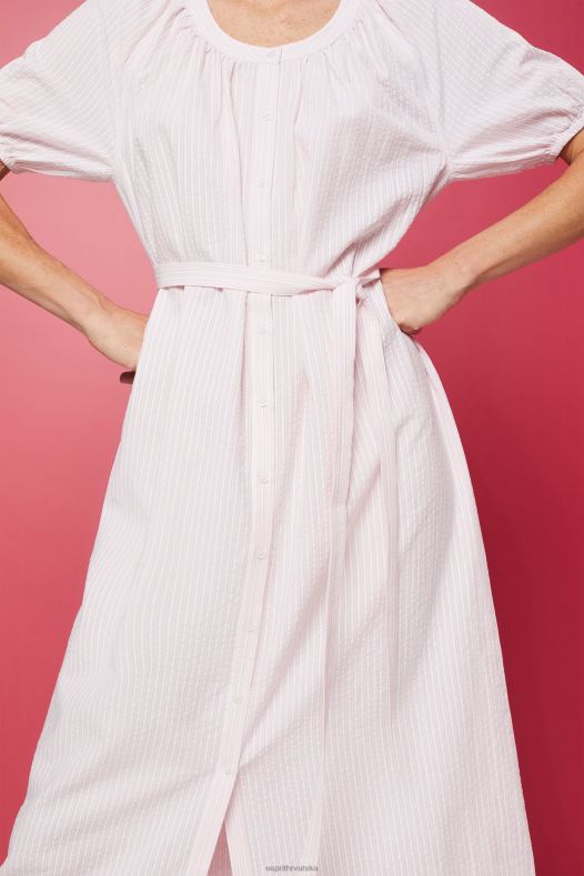 Esprit žene midi košulja haljina s remenom na vezanje, mješavina pamuka svijetloružičasta haljine A48RT129