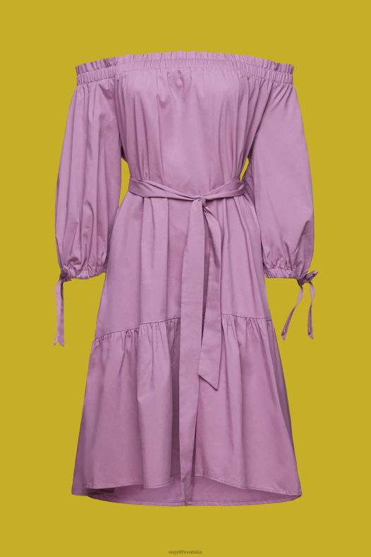 Esprit žene mini haljina s otvorenim ramenima od popelina ljubičica haljine A48RT180