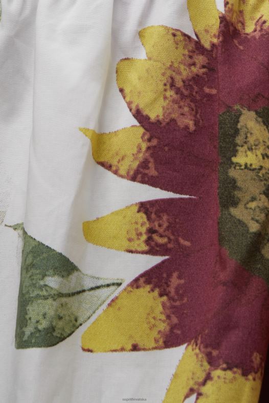 Esprit žene mini haljina s otvorenim ramenima s uzorkom bijela haljine A48RT178