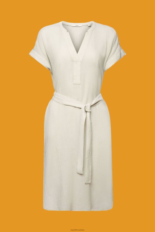 Esprit žene naborana midi haljina s remenom prašnjavo zelena haljine A48RT53