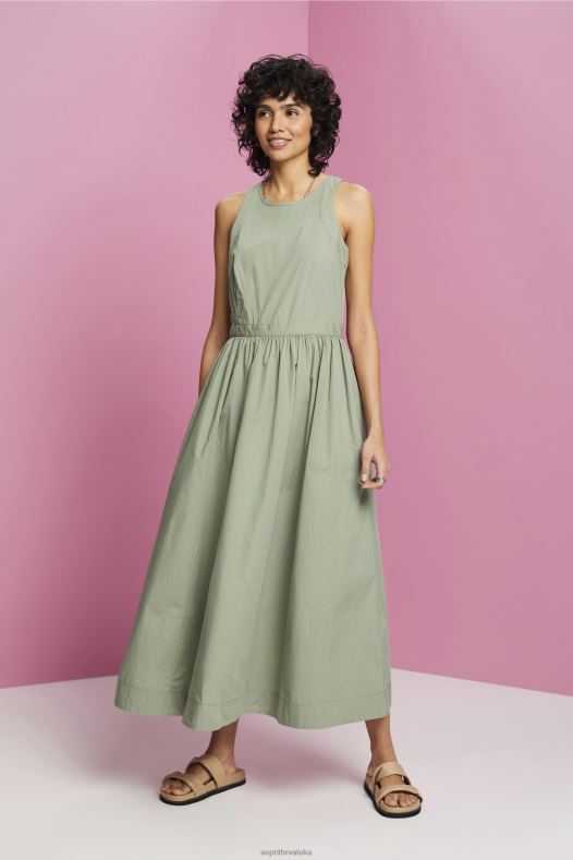 Esprit žene pamučna midi haljina blijedo kaki haljine A48RT184