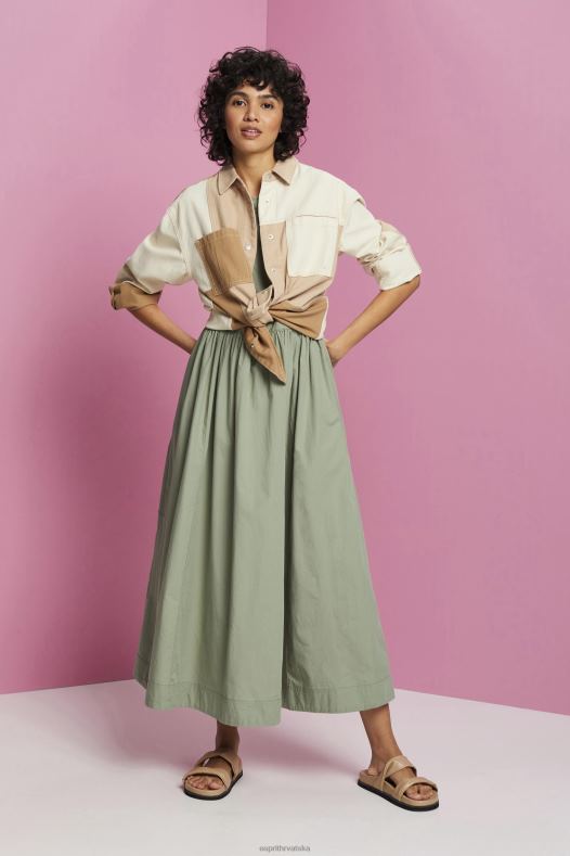 Esprit žene pamučna midi haljina blijedo kaki haljine A48RT184