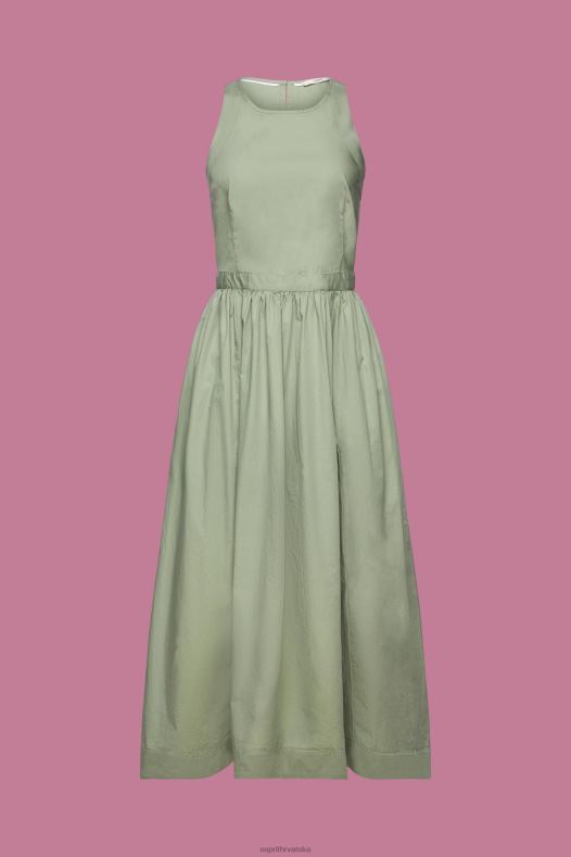 Esprit žene pamučna midi haljina blijedo kaki haljine A48RT184