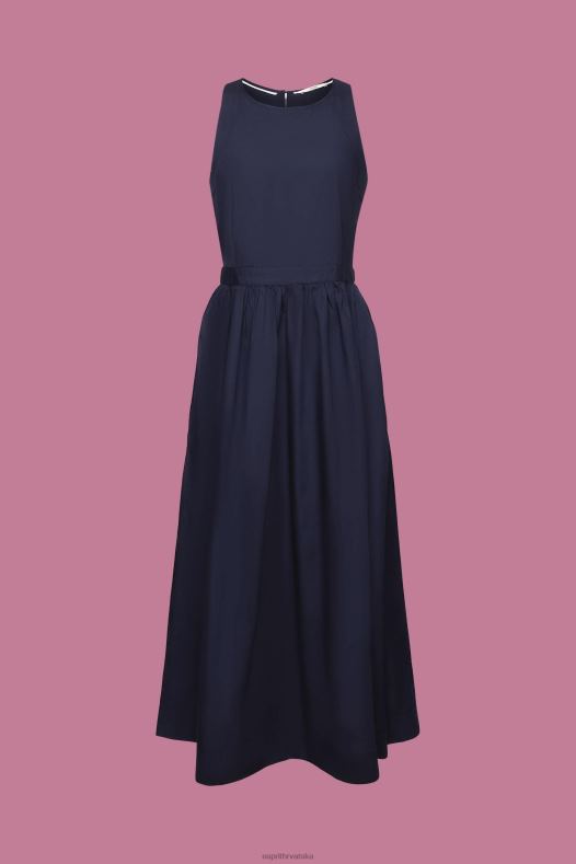 Esprit žene pamučna midi haljina mornarica haljine A48RT185