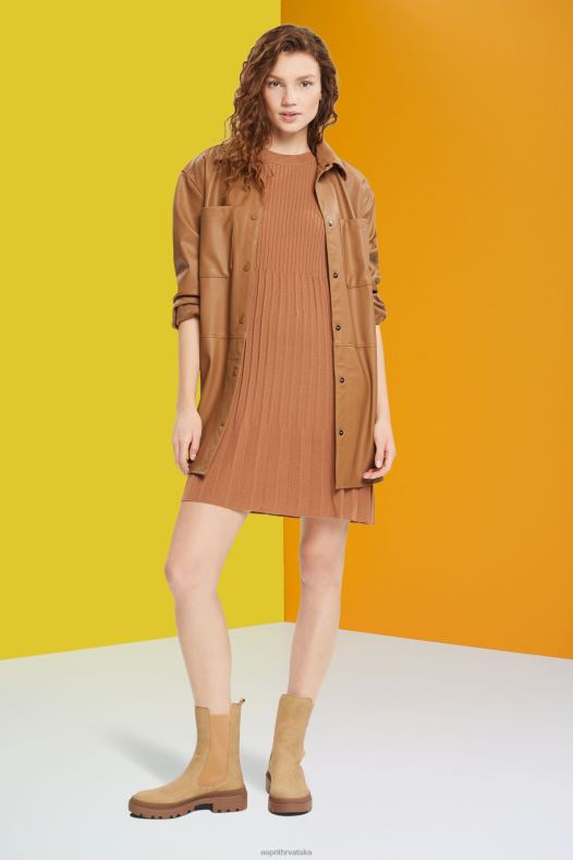 Esprit žene plisirana haljina smeđa haljine A48RT382