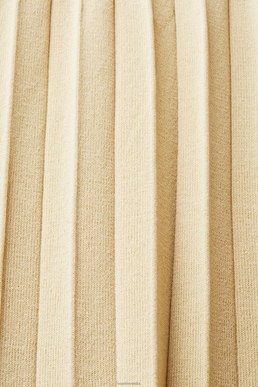 Esprit žene plisirana maksi haljina bez rukava s okruglim ovratnikom svijetlo bež haljine A48RT125