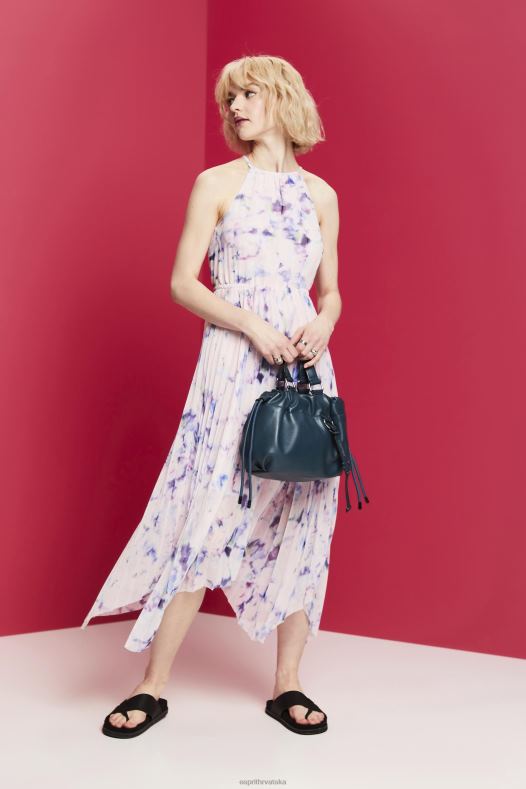 Esprit žene plisirana midi haljina od šifona bijela haljine A48RT94