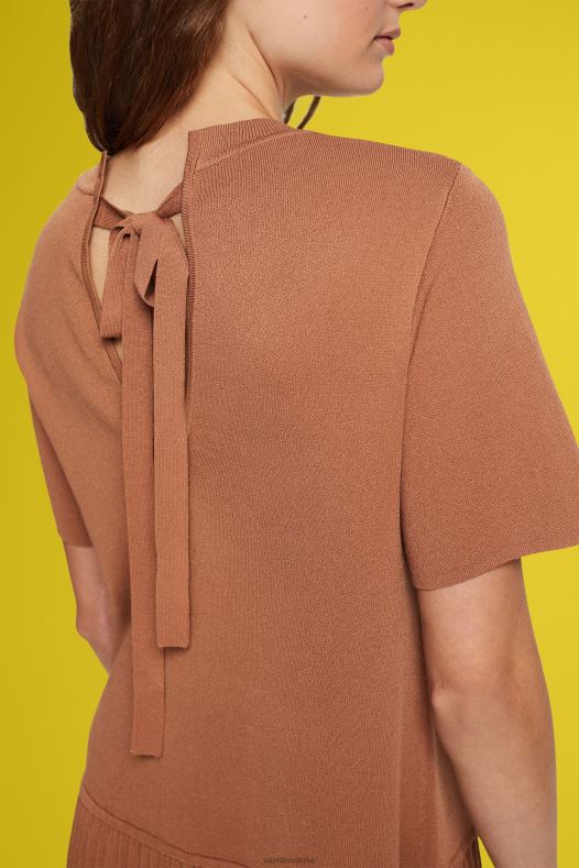 Esprit žene plisirana peplum haljina smeđa haljine A48RT488