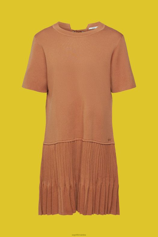 Esprit žene plisirana peplum haljina smeđa haljine A48RT488