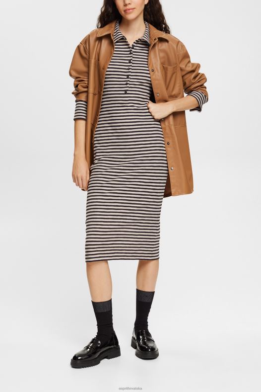Esprit žene prugasta polo haljina svijetlo taupe haljine A48RT434