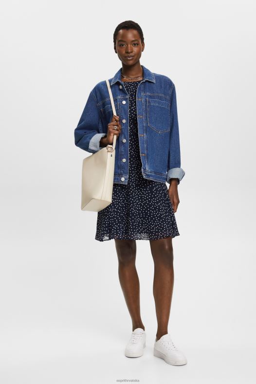 Esprit žene reciklirano: haljina od šifona sa skupljenim strukom mornarica haljine A48RT67