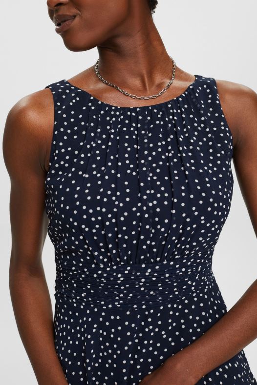 Esprit žene reciklirano: haljina od šifona sa skupljenim strukom mornarica haljine A48RT67