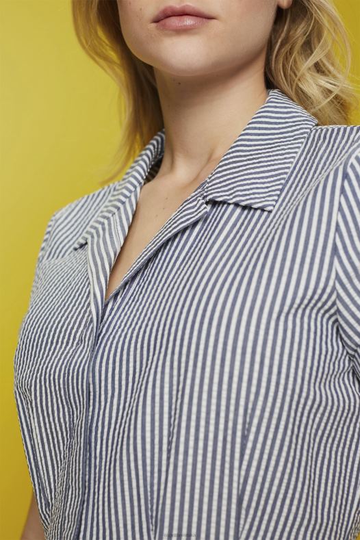 Esprit žene seersucker košulja haljina, 100% pamuk mornarica haljine A48RT179