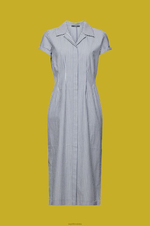 Esprit žene seersucker košulja haljina, 100% pamuk mornarica haljine A48RT179