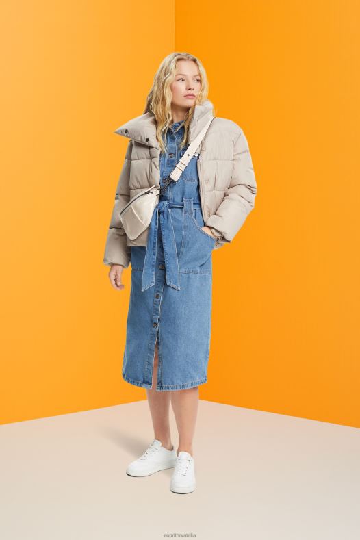 Esprit žene traper haljina s remenom za vezanje plavo svjetlo pranje haljine A48RT394