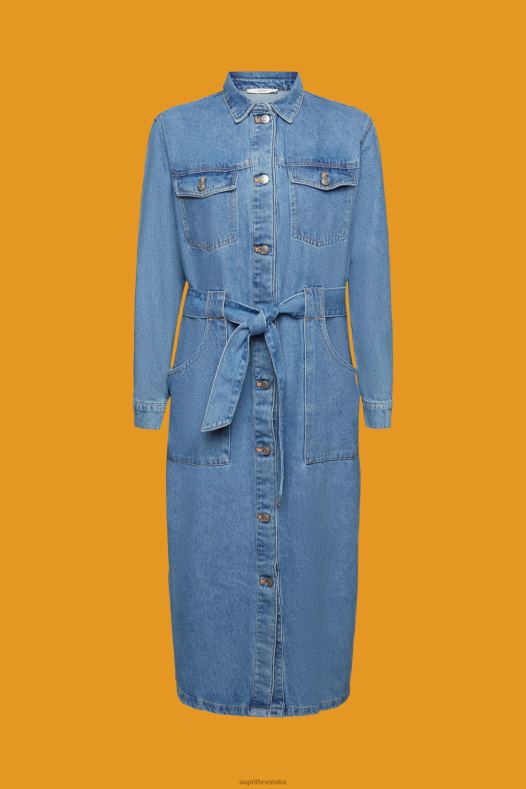 Esprit žene traper haljina s remenom za vezanje plavo svjetlo pranje haljine A48RT394